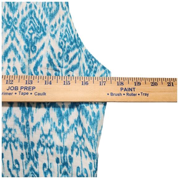 Cynthia Rowley Dress Women 2 Blue Linen Sleeveless Geometric Print Lined Pockets - Picture 12 of 15